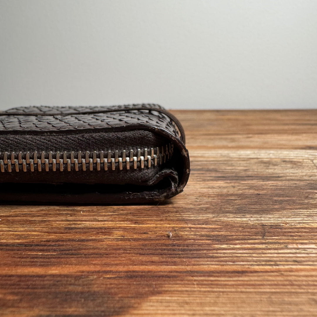 Helmut Lang 2000’s Snake Skin Leather Zip-Up Wallet