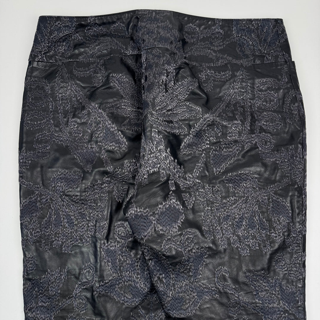 Gucci By Tom Ford SS2000 Black Embroidered Flared Bootcut Leather Pants
