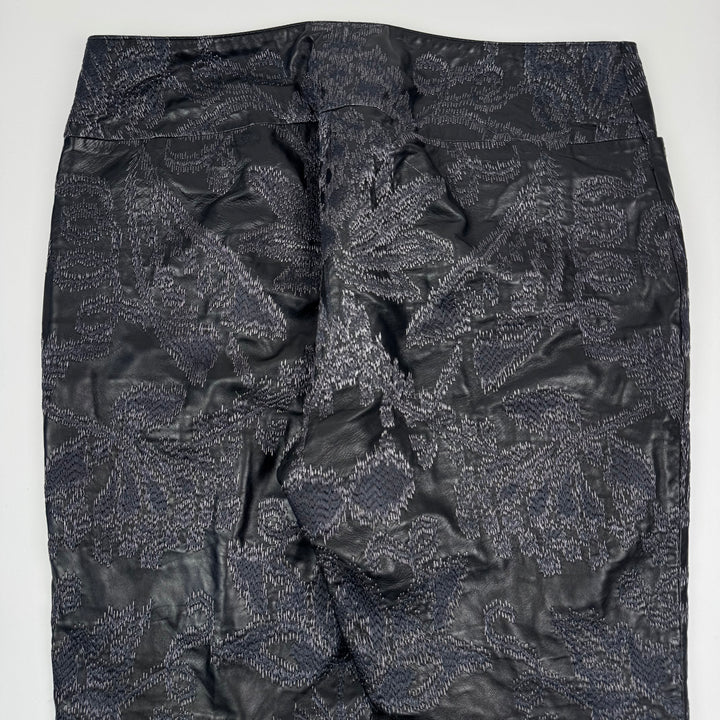 Gucci By Tom Ford SS2000 Black Embroidered Flared Bootcut Leather Pants