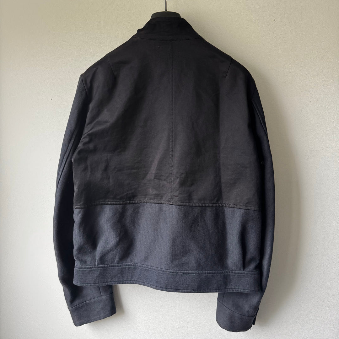 Dries Van Noten SS2013 Navy Cotton Velcro Cropped Café Racer Jacket
