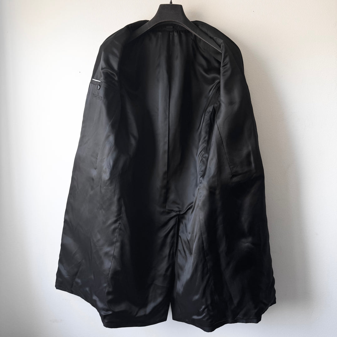 Helmut Lang 1990’s Black Silk Button-up Overcoat