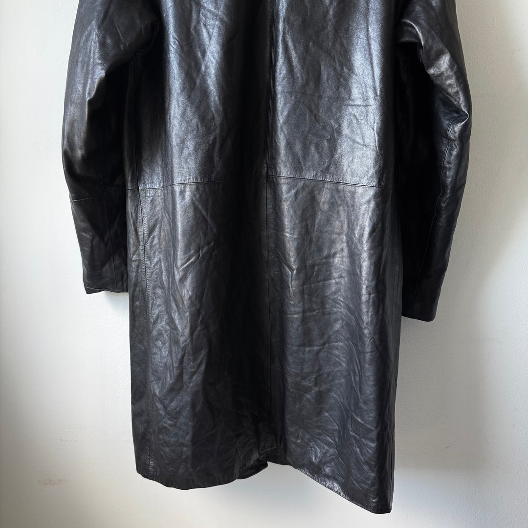 Helmut Lang 1990s Hooded Leather Parka