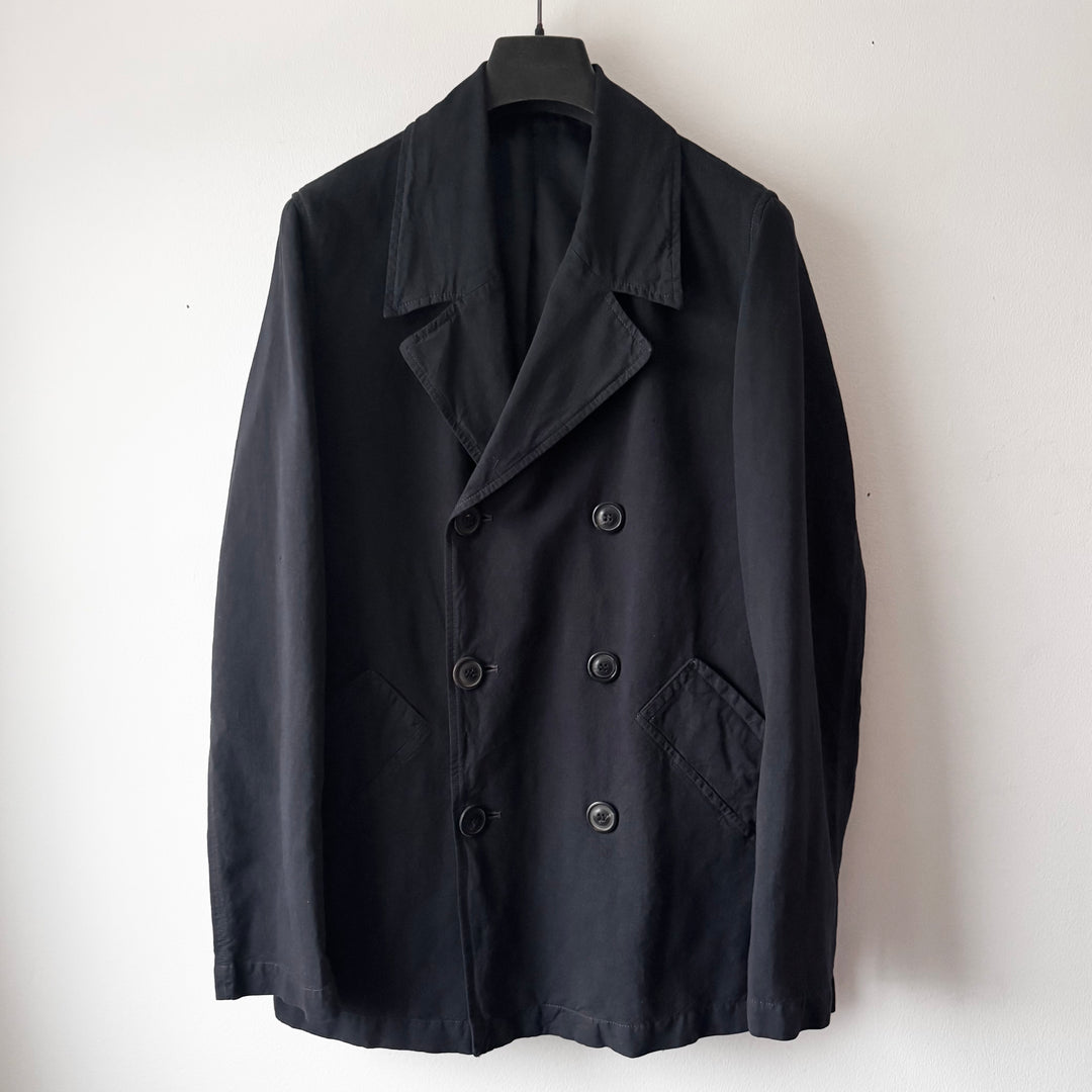 SS2004 Martin Margiela Navy Linnen/Cotton Double Breasted Short Coat