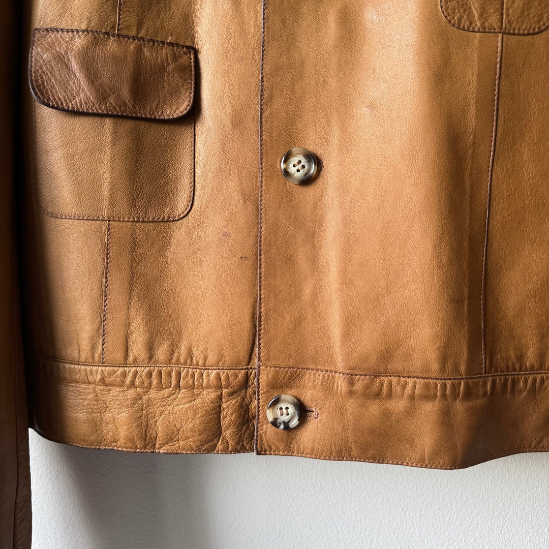 Prada SS2001 Tan Cropped Multipocket Blouson Leather Jacket