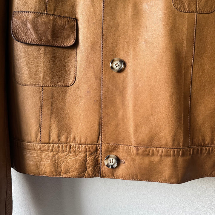 Prada SS2001 Tan Cropped Multipocket Blouson Leather Jacket