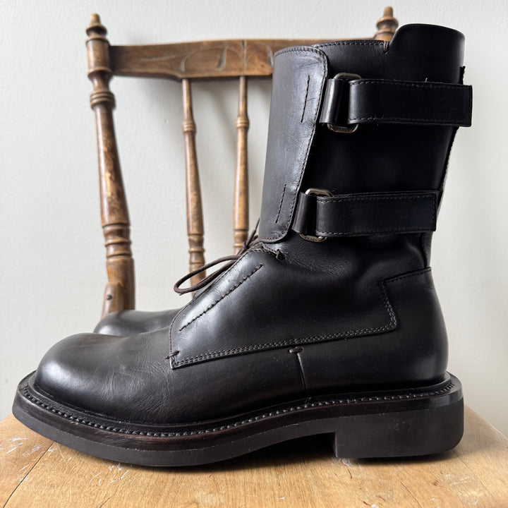 Prada FW1999 Brown Army/Military Velcro Strap Leather Boots