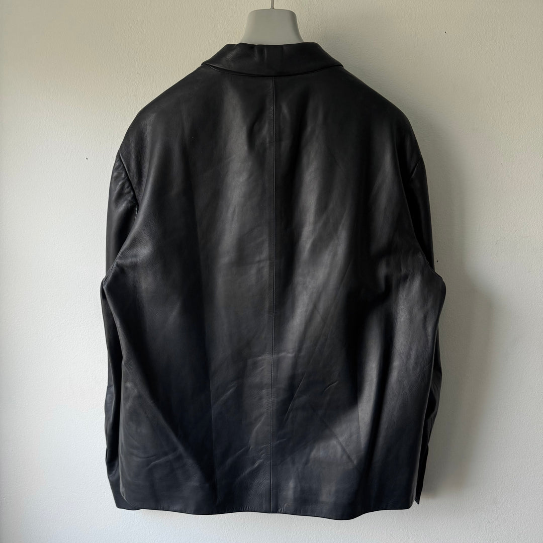 Prada SS1999 Navy Lamb Nappa Leather Zip-Up Blouson Jacket