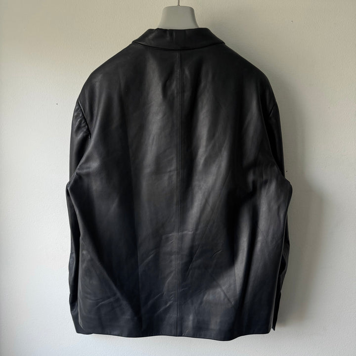 Prada SS1999 Navy Lamb Nappa Leather Zip-Up Blouson Jacket