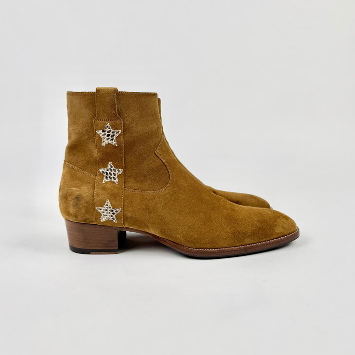 Saint Laurent SS2015 Psych Rock Brown Suede Star Wyatt Boots