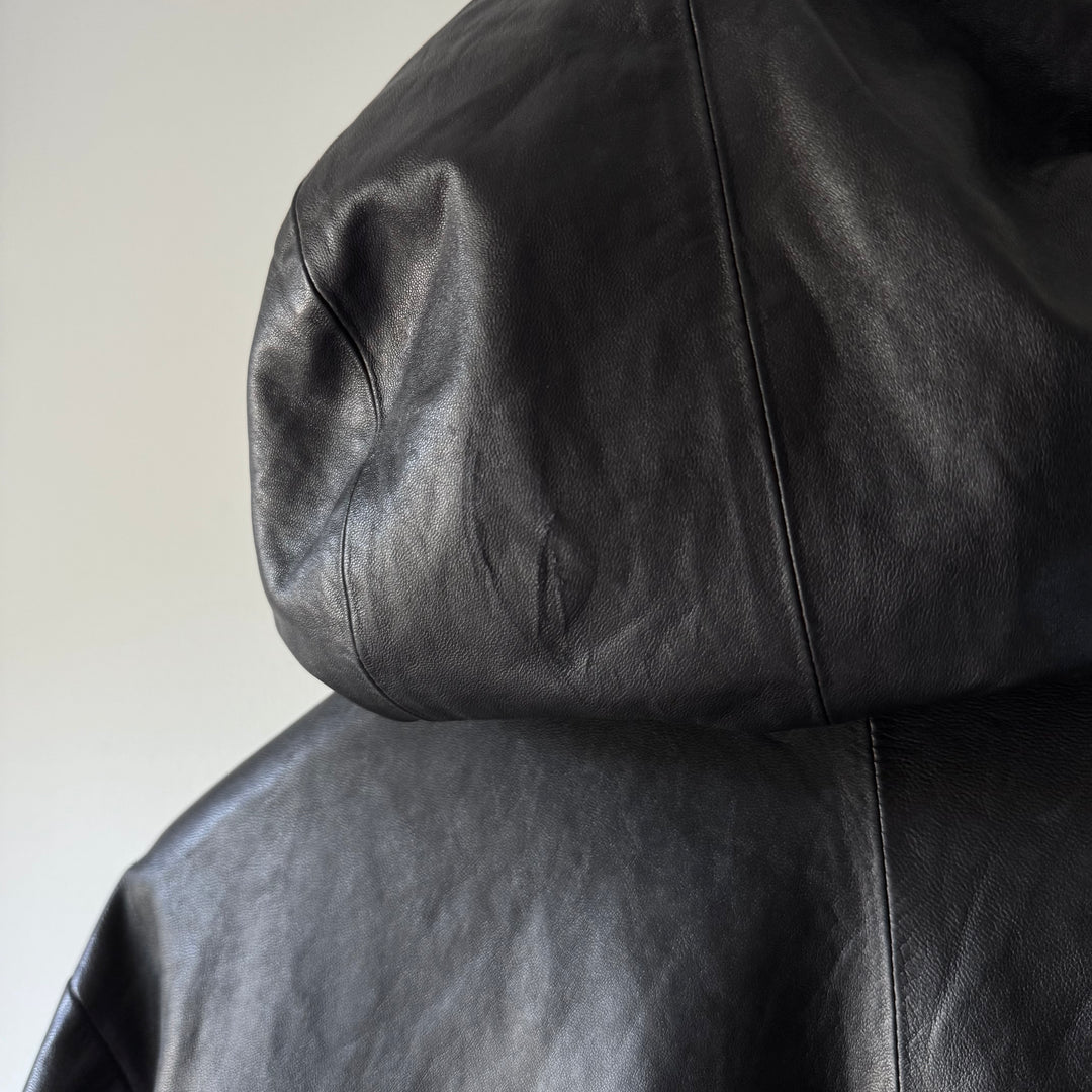 Helmut Lang 1990s Hooded Leather Parka