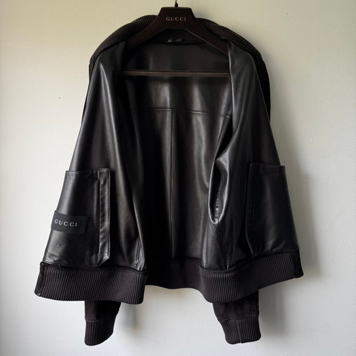 Gucci By Tom Ford 2000’s Brown Reverse Leather Suede Bomber Jacket