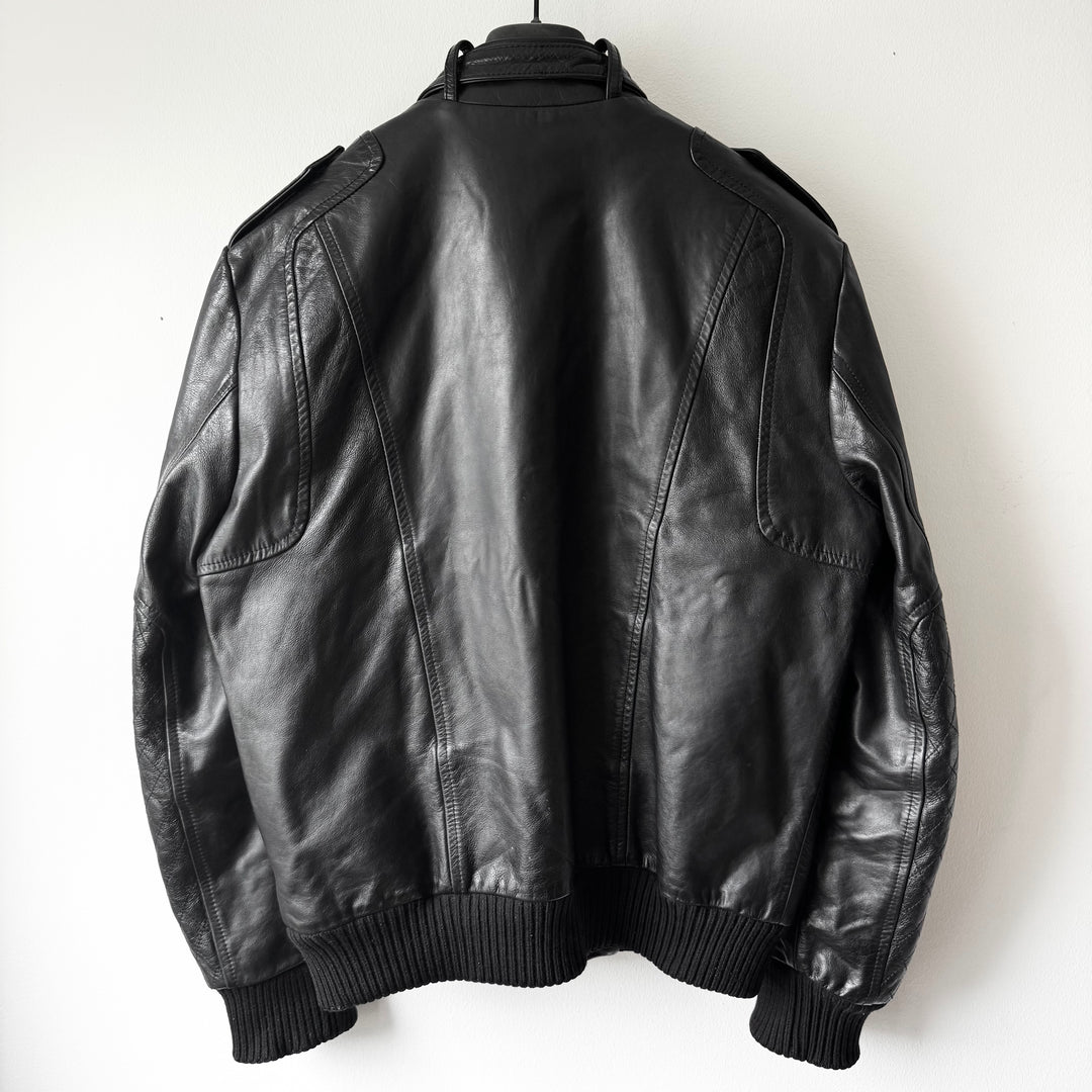 Veronique Branquinho FW2005 Black Moto Style Leather Bomber Jacket