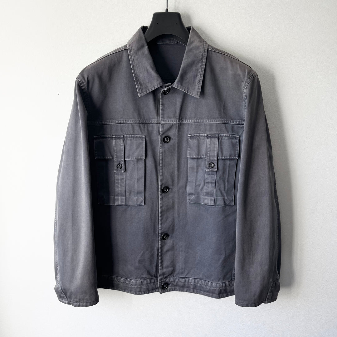 Jil Sander 2000's Gray/Blue Sun Faded Cotton Work Jacket