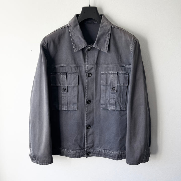 Jil Sander 2000's Gray/Blue Sun Faded Cotton Work Jacket