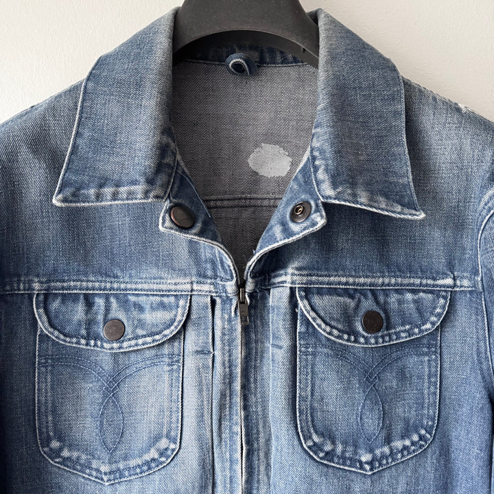 Gucci By Tom Ford SS2004 Cropped Washed Denim Western Moto Jacket