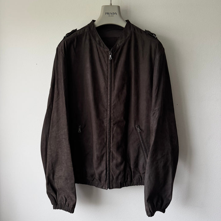 Prada SS2007 Brown Nubuck Leather Bomber Jacket