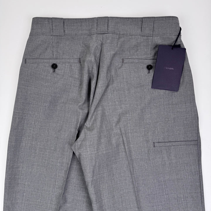 Prada SS2024 Main-Line Light Gray Wide Fine Wool Pants