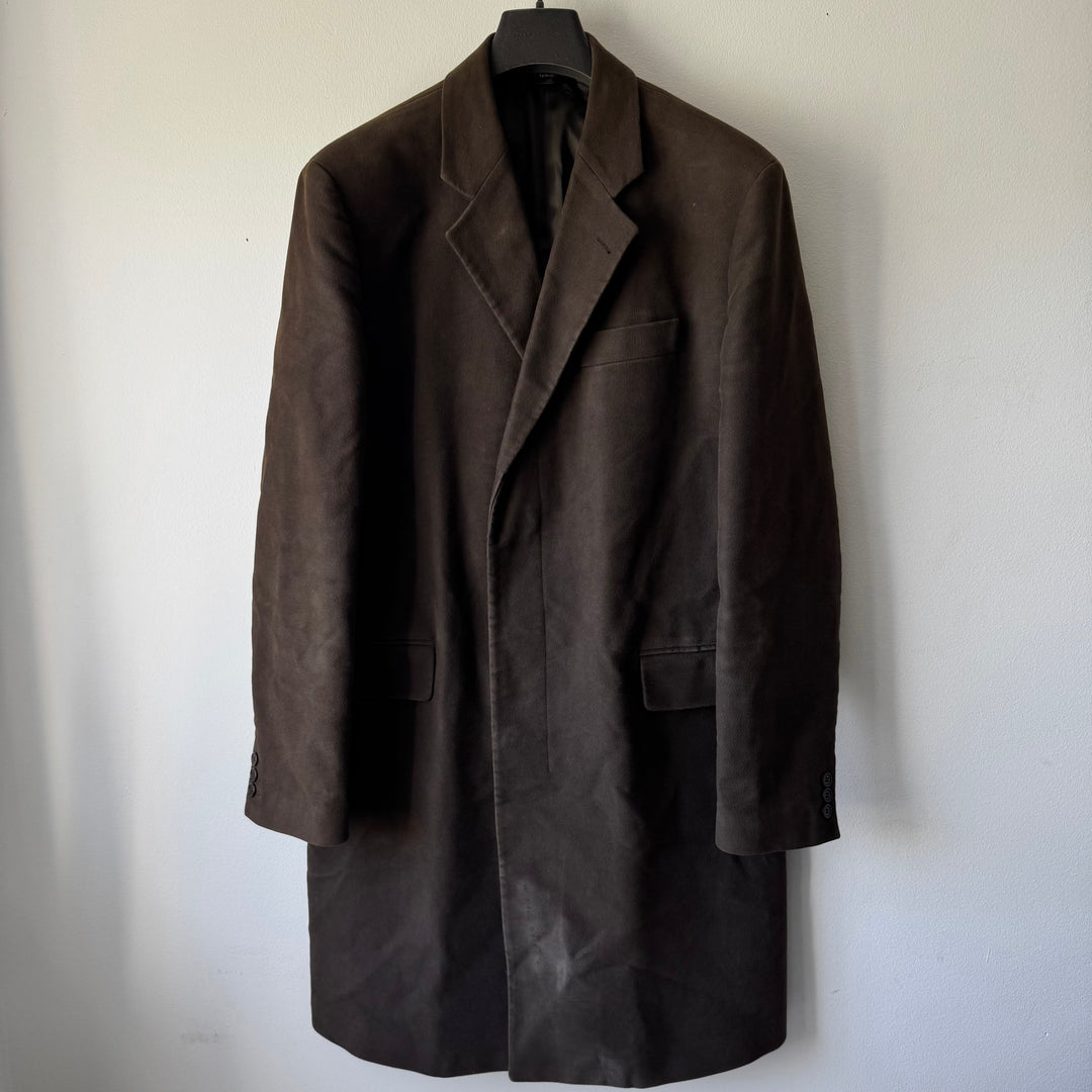 Helmut Lang 1990’s Brown Moleskin Button-Up Overcoat