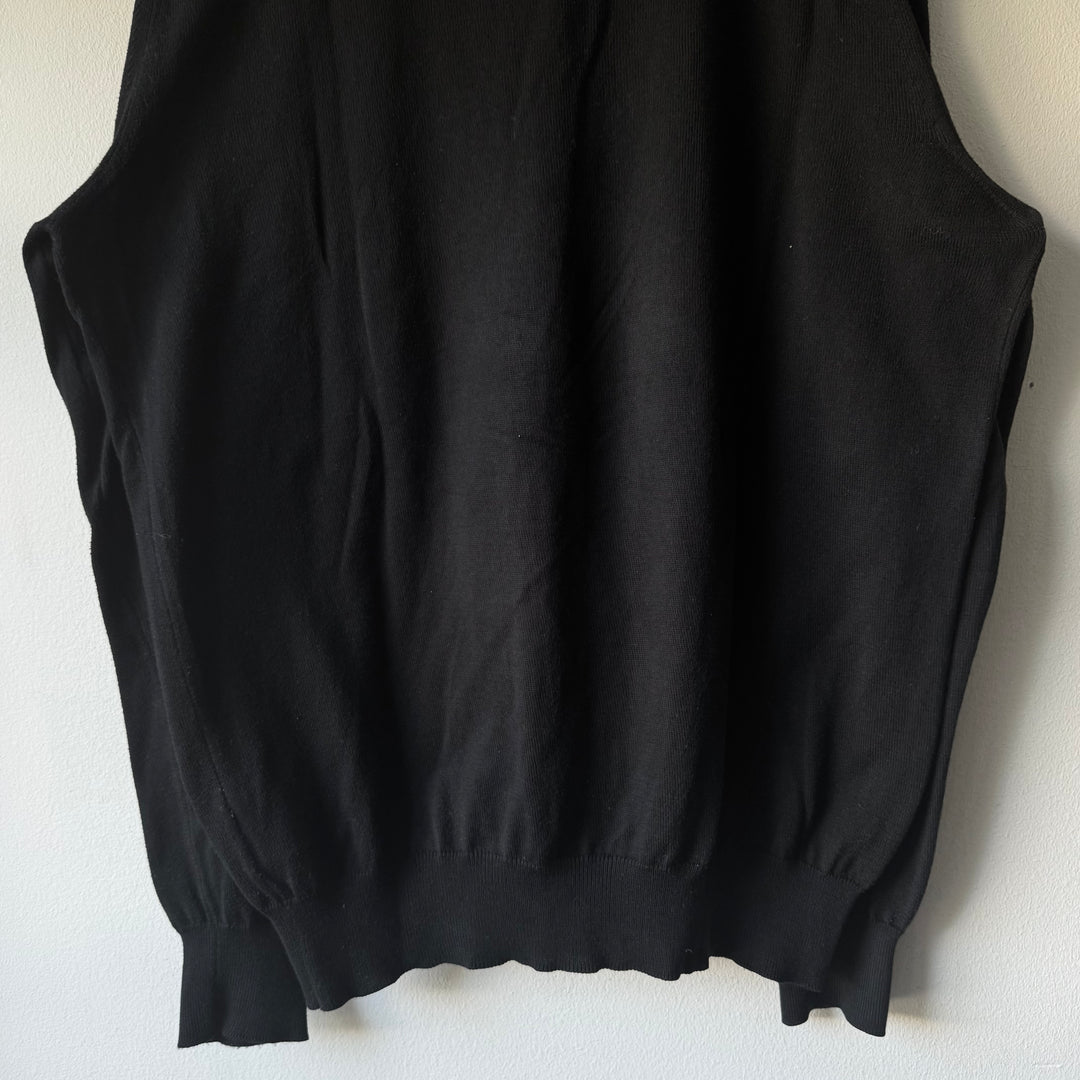 SS2011 Maison Martin Margiela Black Cotton Knit Elbow Patch Button-Up Cardigan
