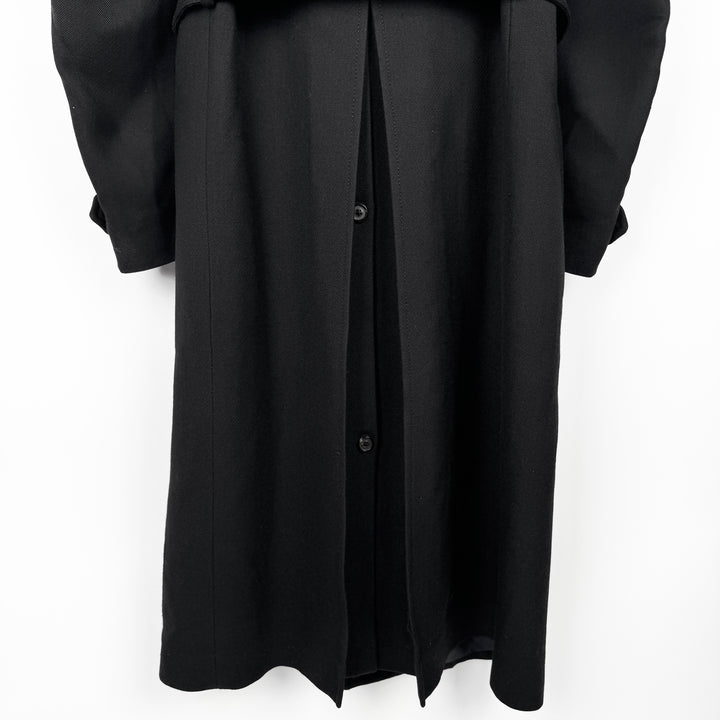 AW2008 Martin Margiela Black Double Breasted Long Military Wool Trench Coat