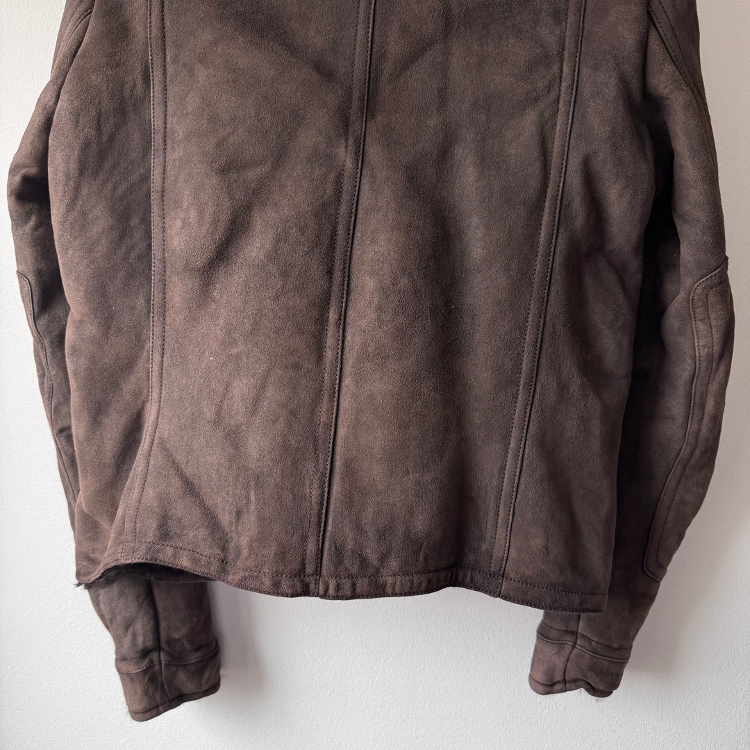 Gucci FW2011 Brown Suede Leather Shearling Bomber Jacket