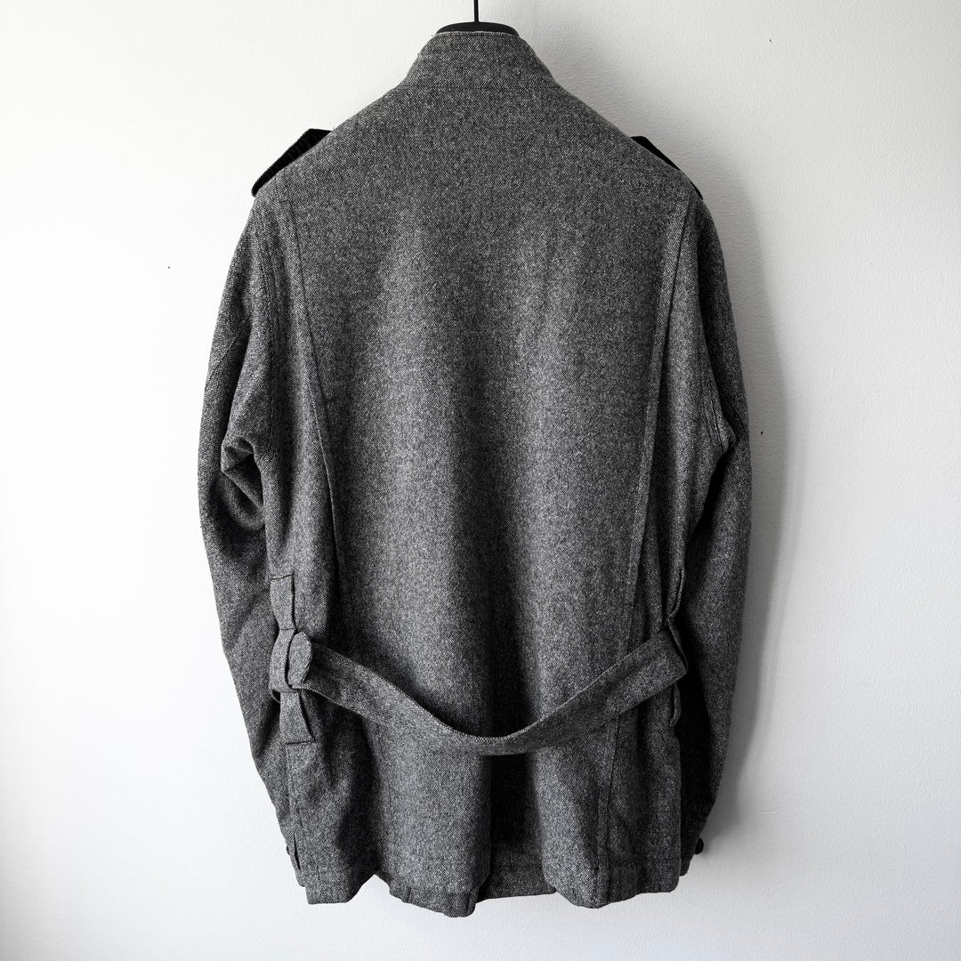 Yves Saint Laurent Rive Gauche FW2006 Gray Wool/Silk Belted Military Jacket