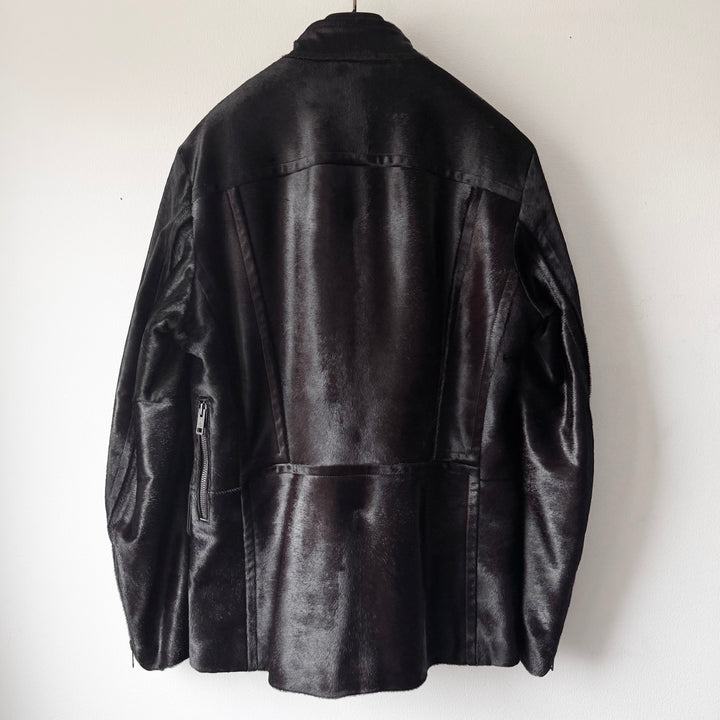 Gucci By Tom Ford FW2004 Brown Calf Hair-On-Hide Leather Half Coat Jacket