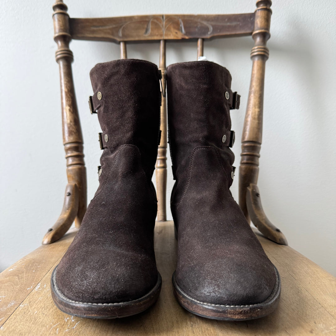 Roberto Cavalli 2000’s Brown Suede Leather Biker Boots