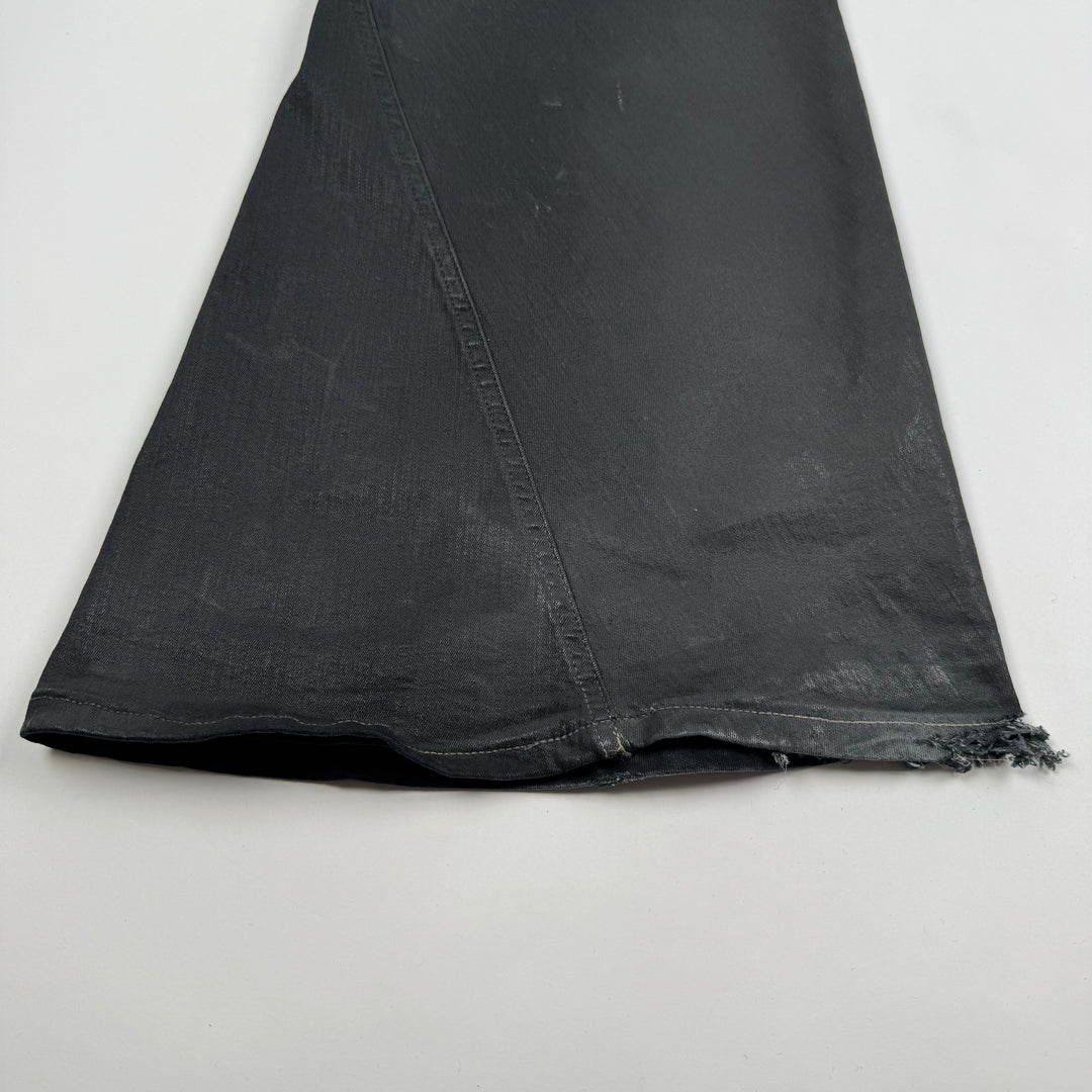 Rick Owens FW2024 Black Bias Bootcut Waxed Denim Pants