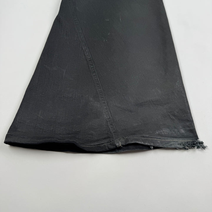 Rick Owens FW2024 Black Bias Bootcut Waxed Denim Pants