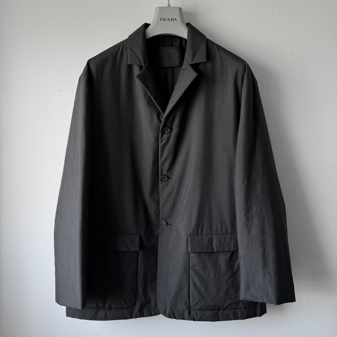 Prada FW1998 Anthracite Insulated Padded Silk Short Coat Jacket
