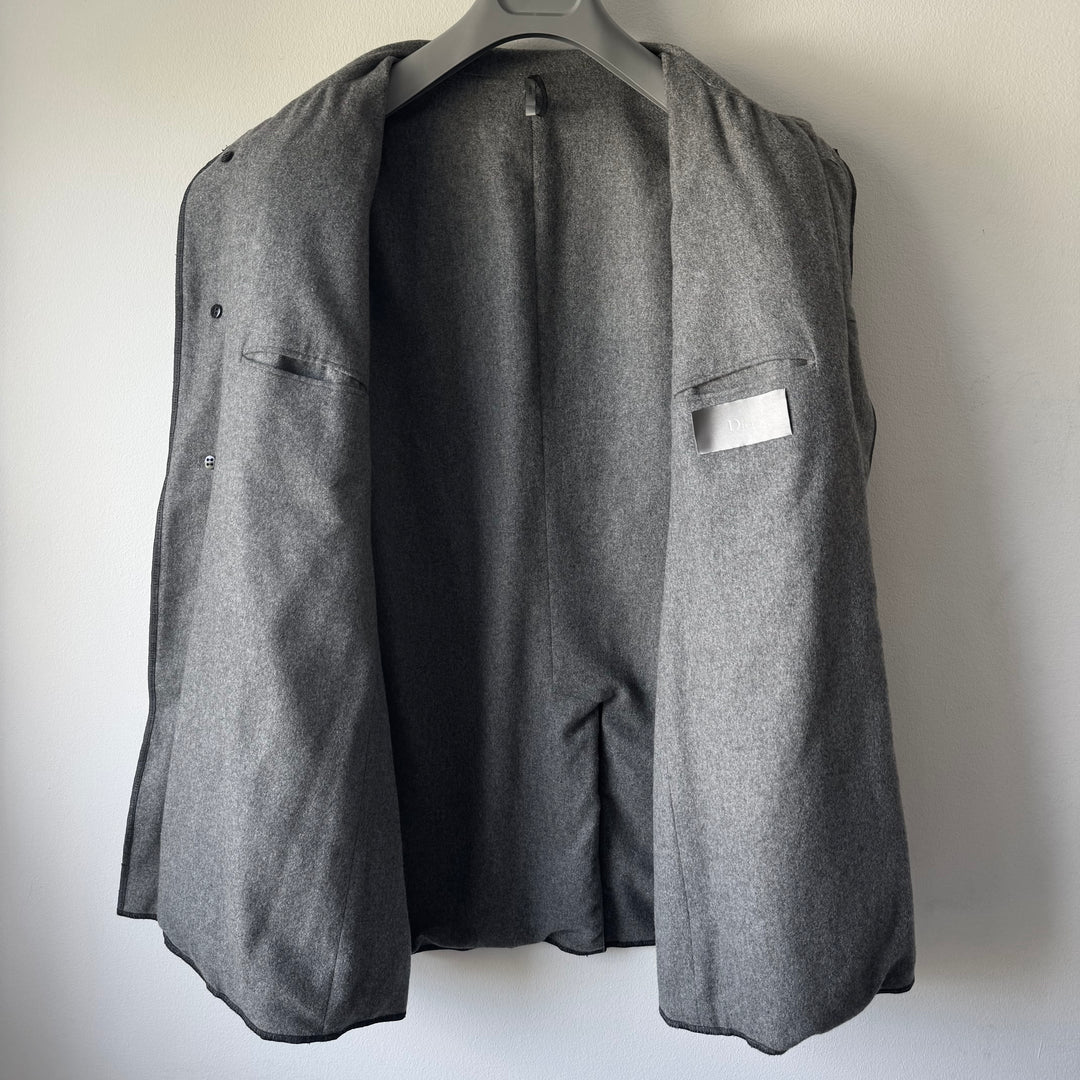 Dior Homme Black Leather Cashmere Lined Shirt Jacket