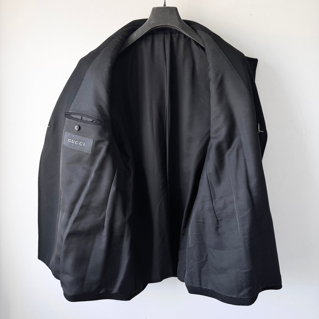 Gucci By Tom Ford FW2003 Black Double Breasted Wool Peacoat