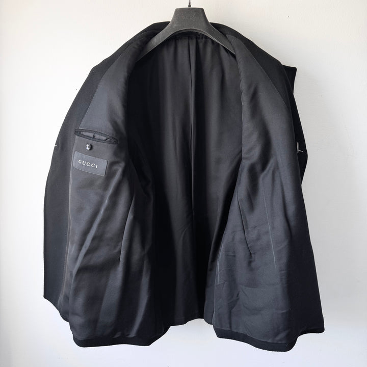 Gucci By Tom Ford FW2003 Black Double Breasted Wool Peacoat