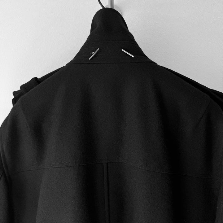 Yves Saint Laurent FW2012 Black Wool Military Double Breasted Short Coat
