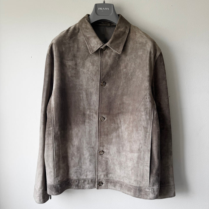 Prada FW1999 Brown Suede/Nubuck Leather Boxy Blouson Jacket