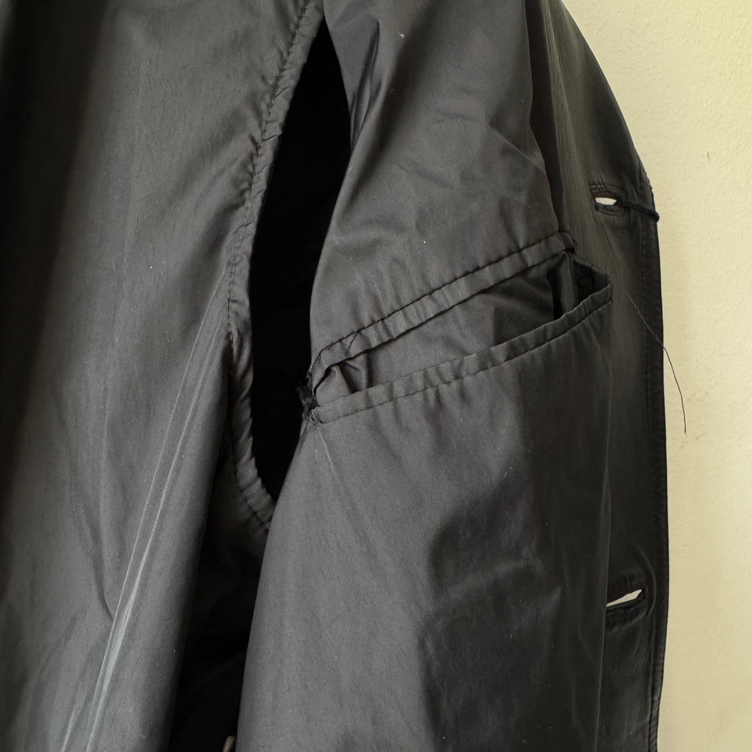 Prada FW2006 Black Lined Button-Up Leather Overcoat Jacket