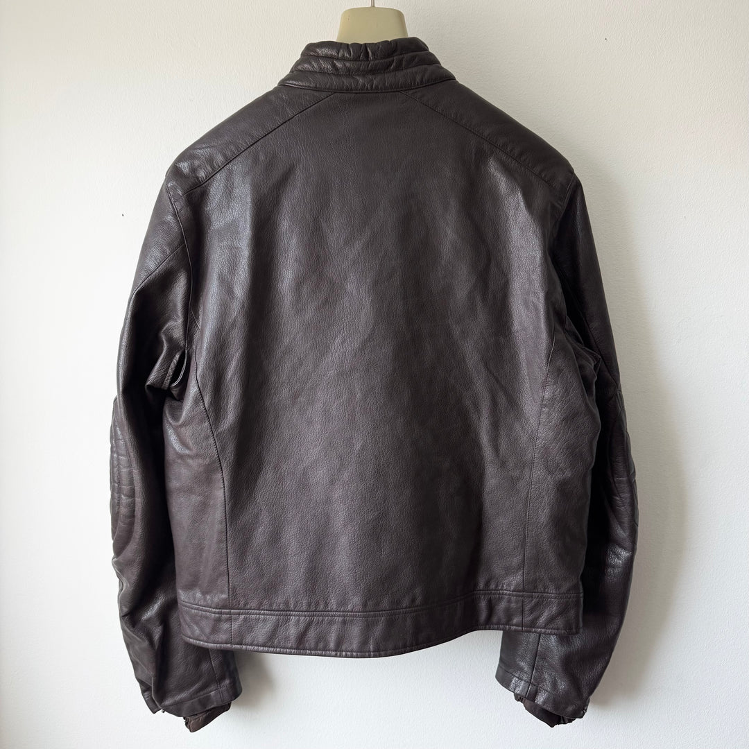 Prada Linea Rossa SS2001 Brown Café Racer Leather Jacket