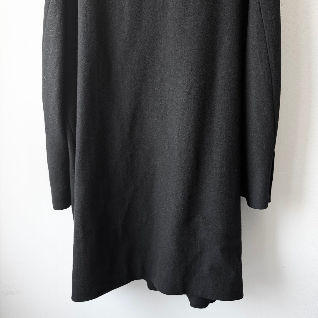 Prada FW1998 Black Asymmetrical Funnel Neck Wool Coat
