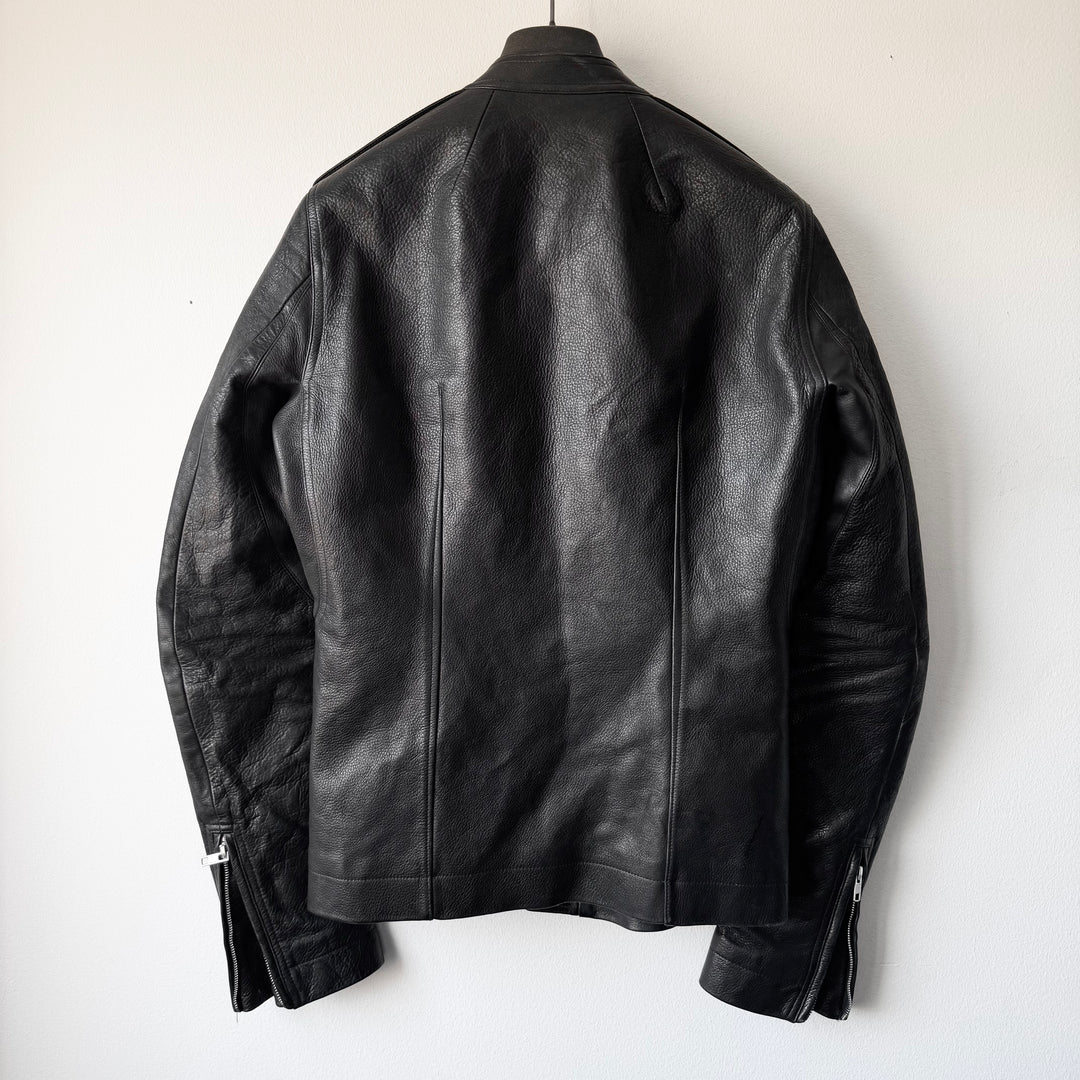Rick Owens SS2016 Black Heavy Calf Leather Safari Moto Biker Jacket