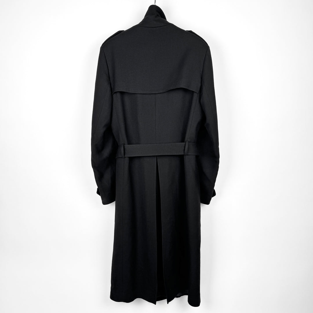 AW2008 Martin Margiela Black Double Breasted Long Military Wool Trench Coat