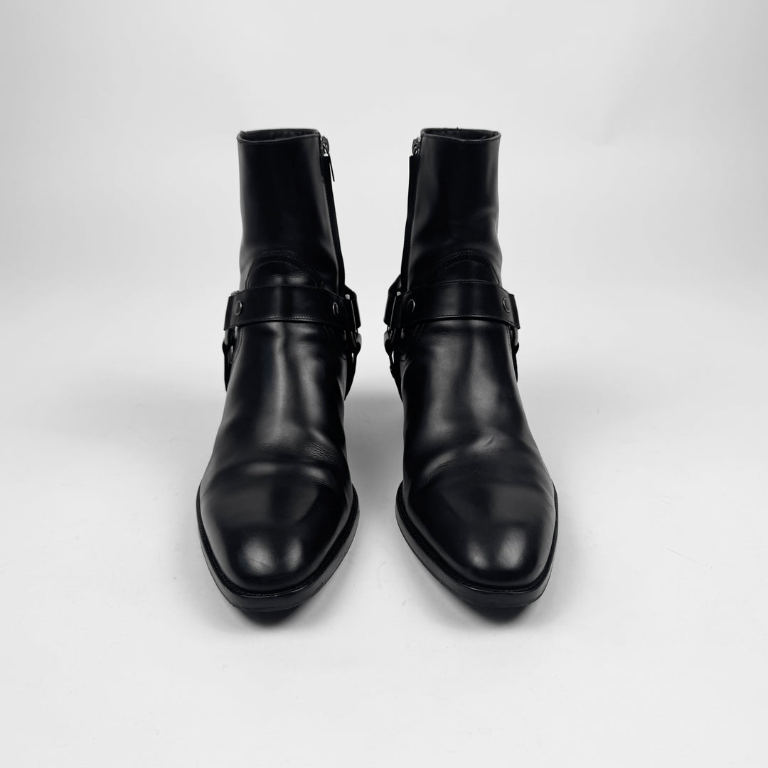 Saint Laurent By Hedi Slimane FW2015 Black Harness Wyatt Boots