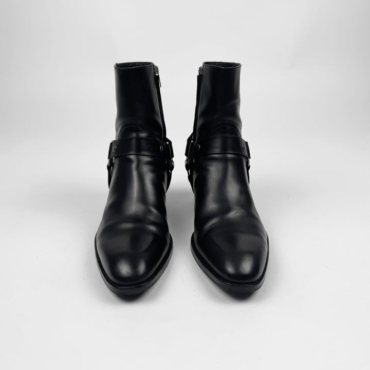 Saint Laurent By Hedi Slimane FW2015 Black Harness Wyatt Boots