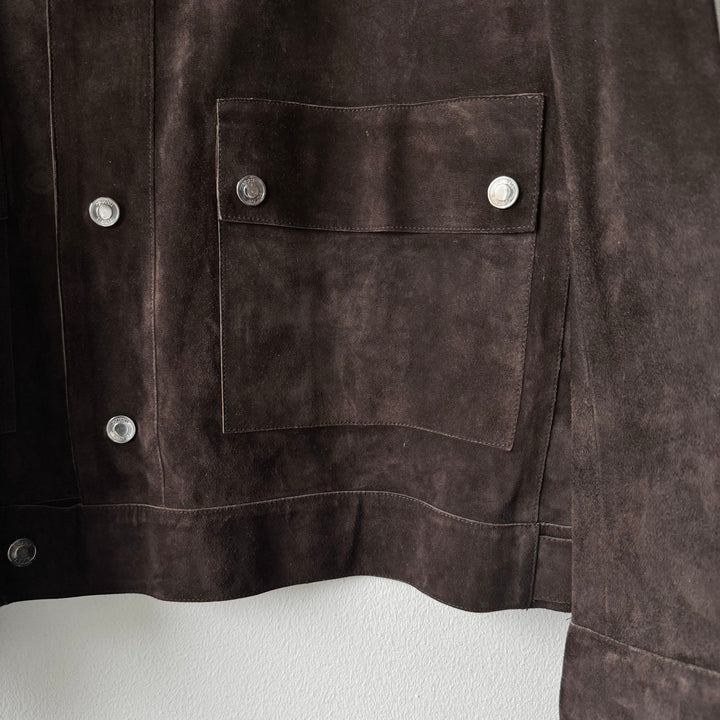 Gucci By Tom Ford FW2000 Brown Suede/Nubuck Cropped Blouson Leather Jacket