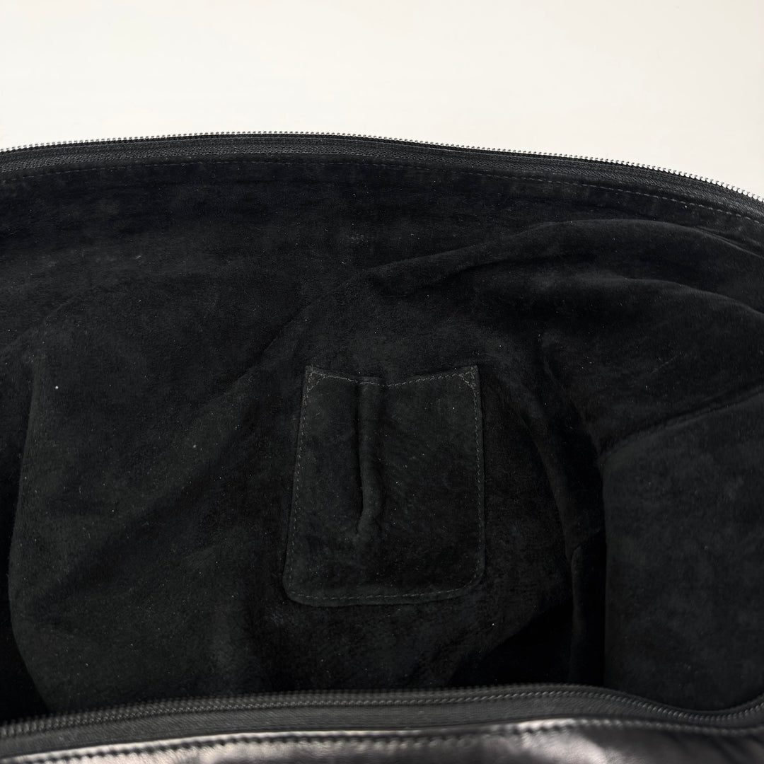 Yves Saint Laurent Rive Gauche SS2002 Black XL Mombasa Leather Croissant Crossbody Bag