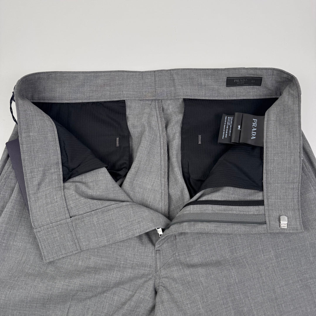Prada SS2024 Main-Line Light Gray Wide Fine Wool Pants