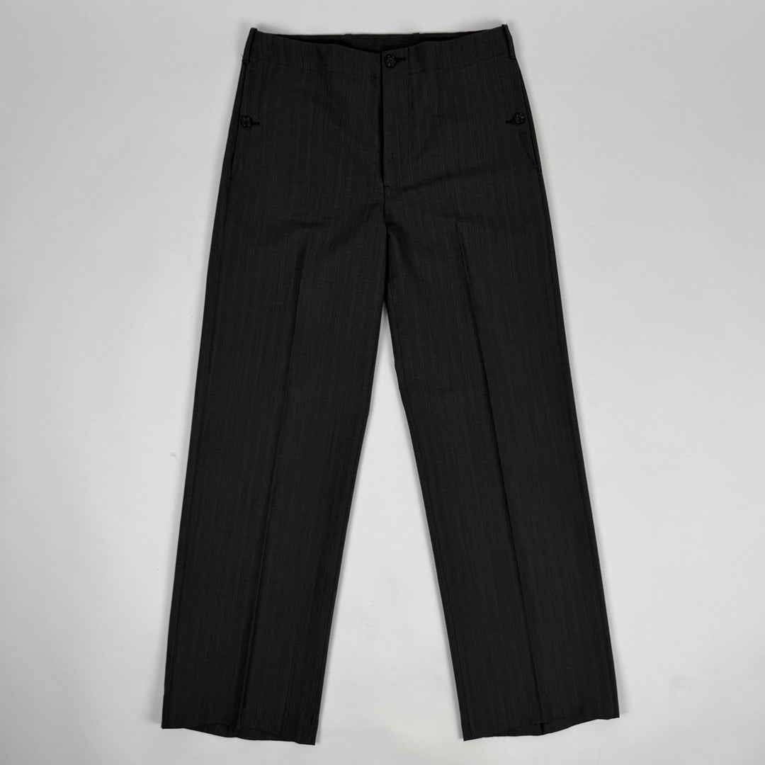 Miu Miu 2000’s Dark Gray/Brown Wool Pinstriped Wide Leg Suit Pants