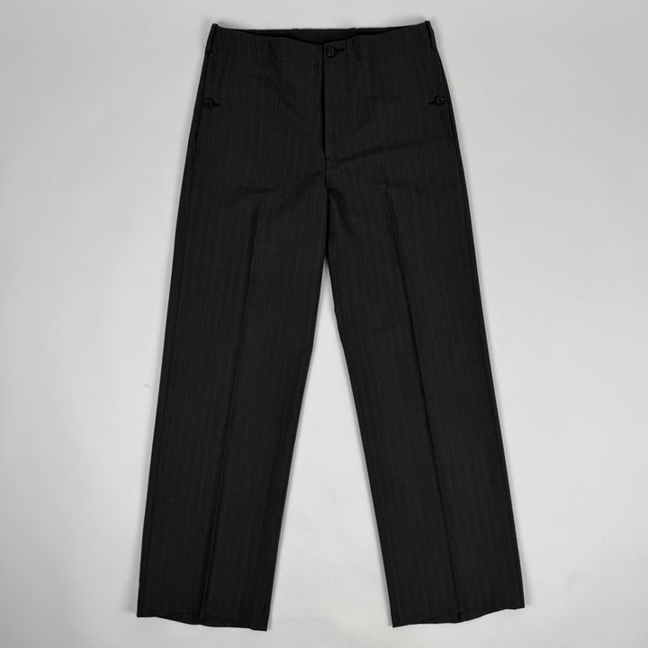 Miu Miu 2000’s Dark Gray/Brown Wool Pinstriped Wide Leg Suit Pants