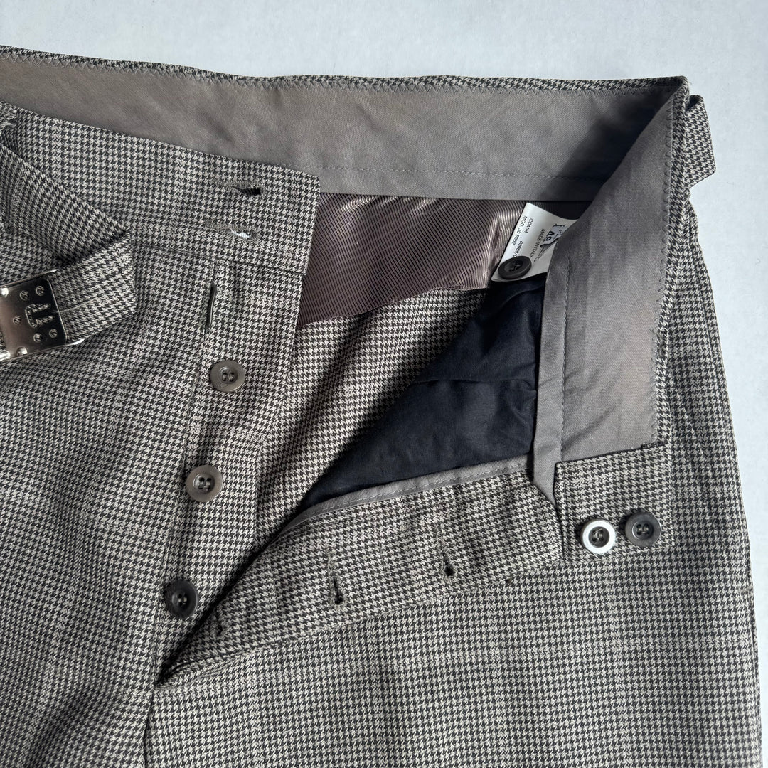 AW2000 Martin Margiela Checkered Gray Wide Leg Pleated Suit Pants