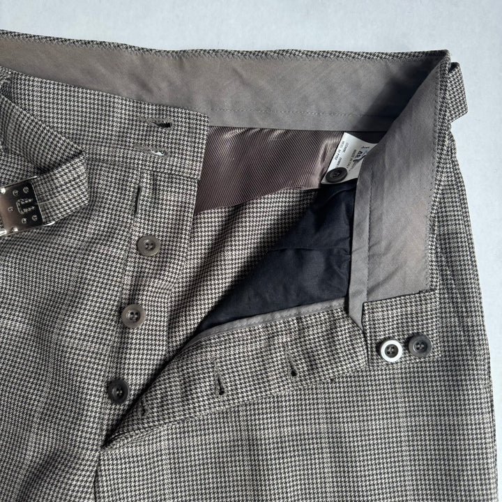 AW2000 Martin Margiela Checkered Gray Wide Leg Pleated Suit Pants